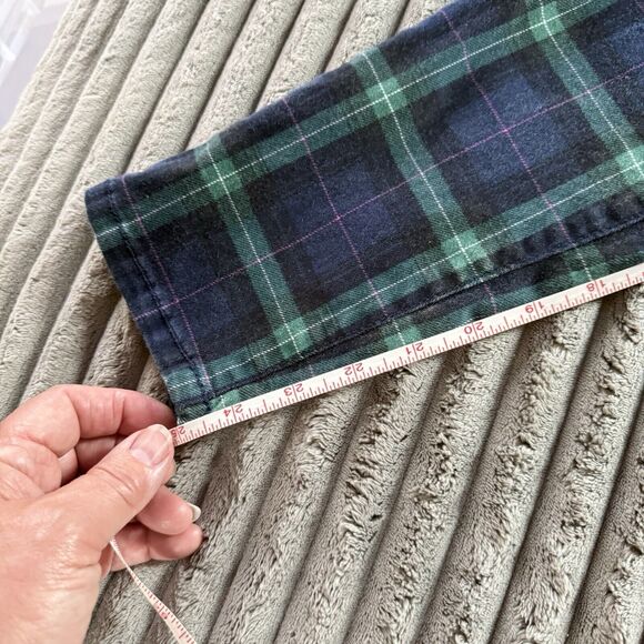 Crown&Ivy Plaid Cotton/Span 5 Pocket Pants Women 4 R High Rise Skinny Blue Green - Picture 2 of 9